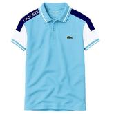 Sky Blue Lacoste Panel Polo T-Shirt!